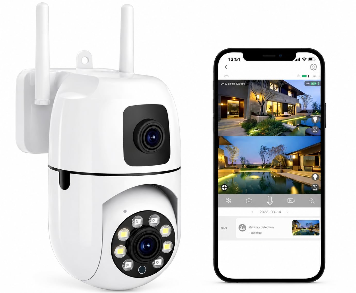 Wireless Outdoor PTZ CCTV Camera for Home Security – Dual 5MP Lens, 360° View, Night Vision & WiFi Connectivity