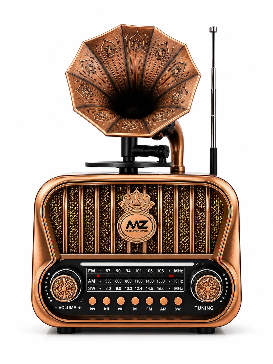 Audio Land Vintage Wireless Radio Speaker with FM/AM/SW Reception and Bluetooth Connectivity