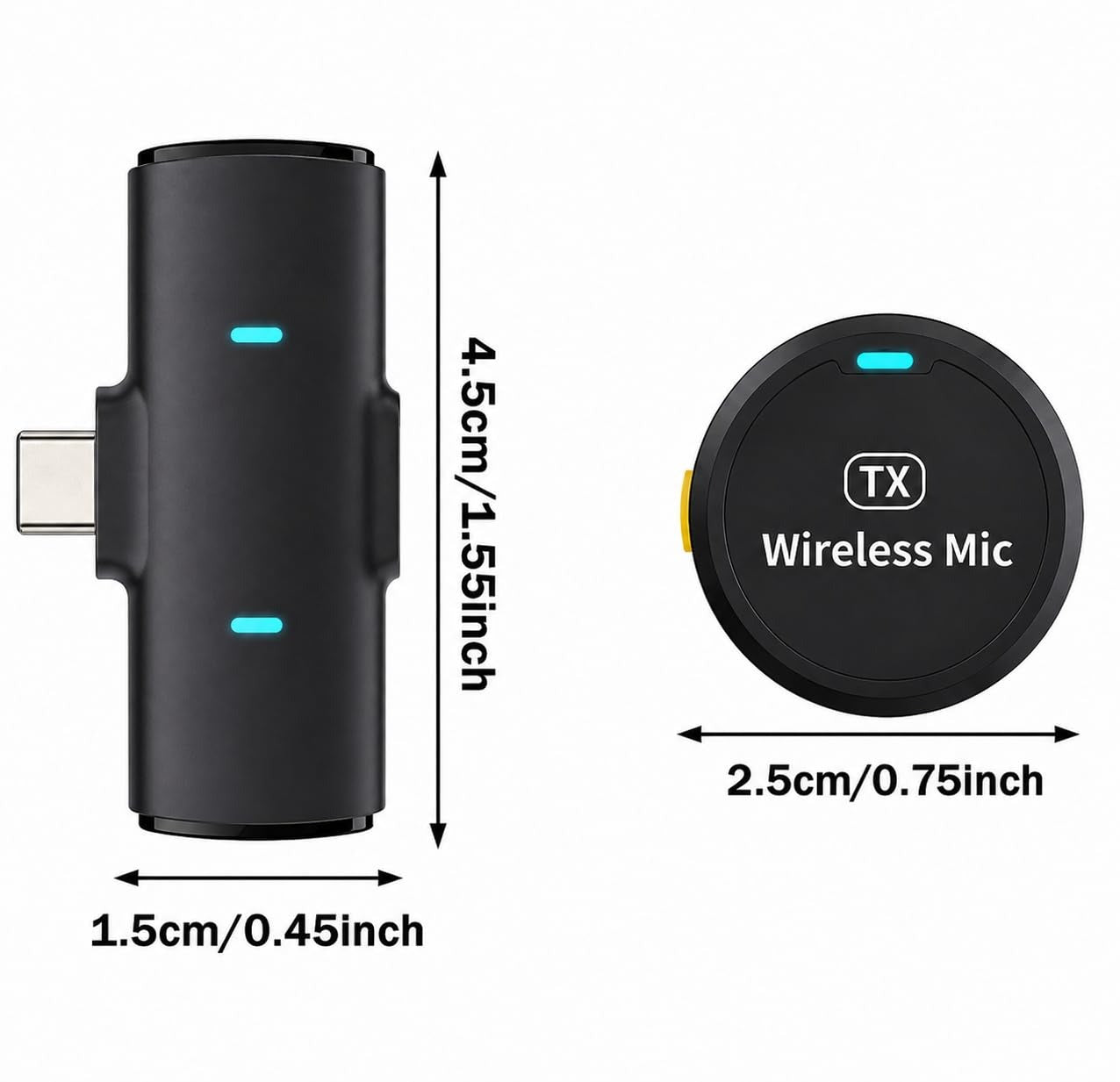 2-in-1 Wireless Microphone, Magnetic Collar Clip